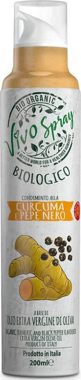 Natives ekstra olivenolie med gurkemeje- og pebersmag BIO-Spray 200 ml - VIVO SPRAY